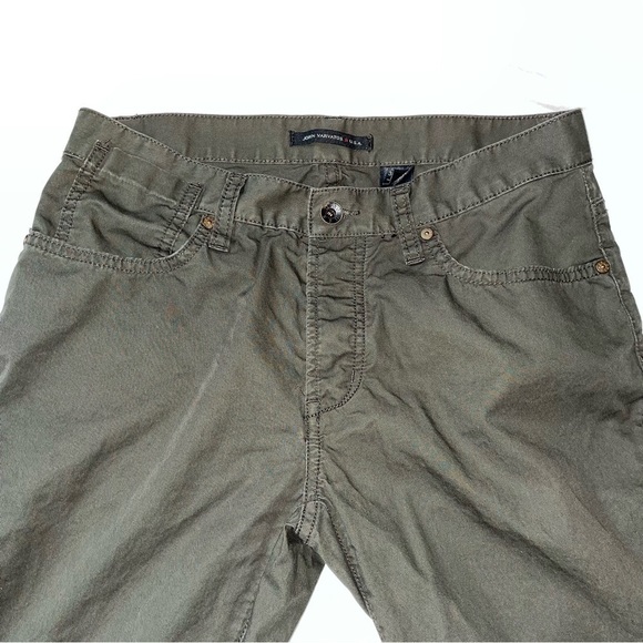 John Varvatos Sz 30 Men's Washed Army Green Soil Bowery Slim Straight Jeans - Picture 4 of 7